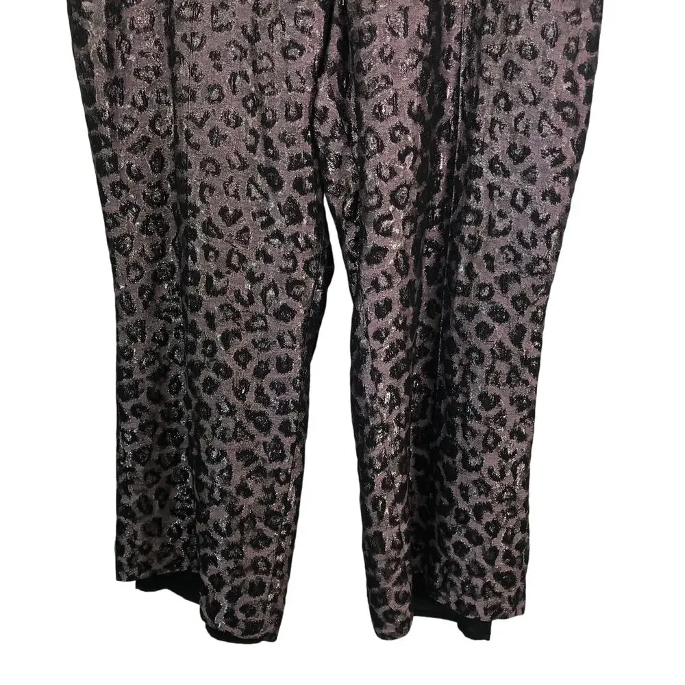 Evening Pants Slacks Lined Sheen Animal Print Size 20 Purple Tanya Taylor - Picture 6 of 8